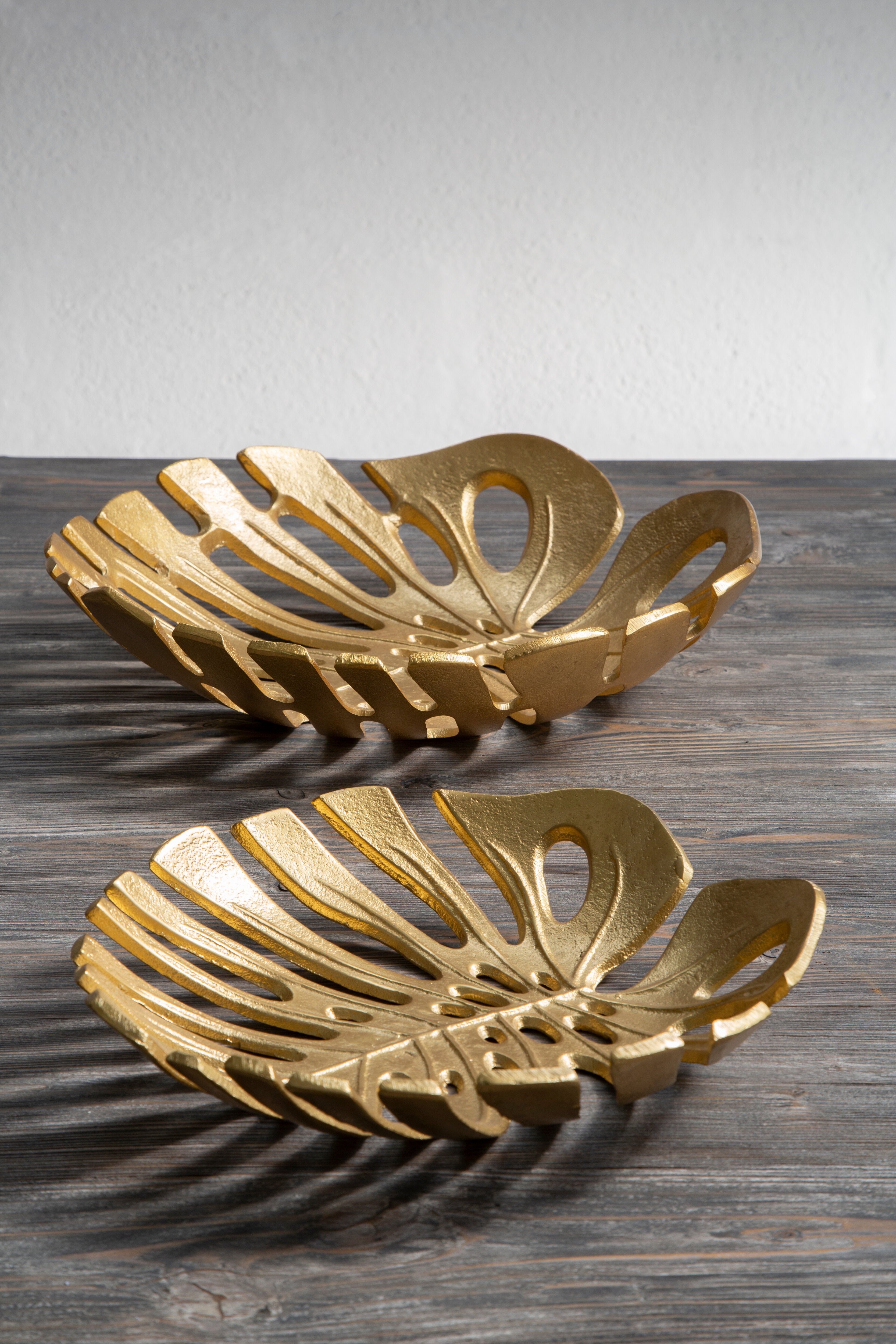 Addison Monstera Gold Leaf Dish | Large